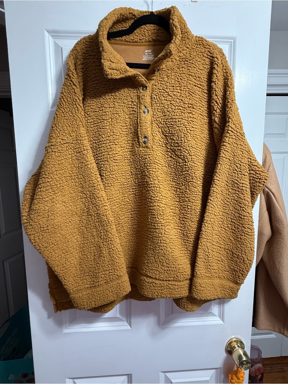 Sherpa Snap Pullover Sweater - Mustard